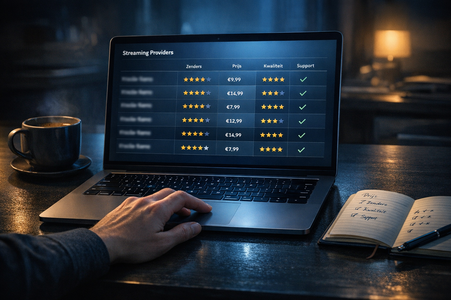 iptv nederland aanbieders vergelijken op laptop met overzichtstabel