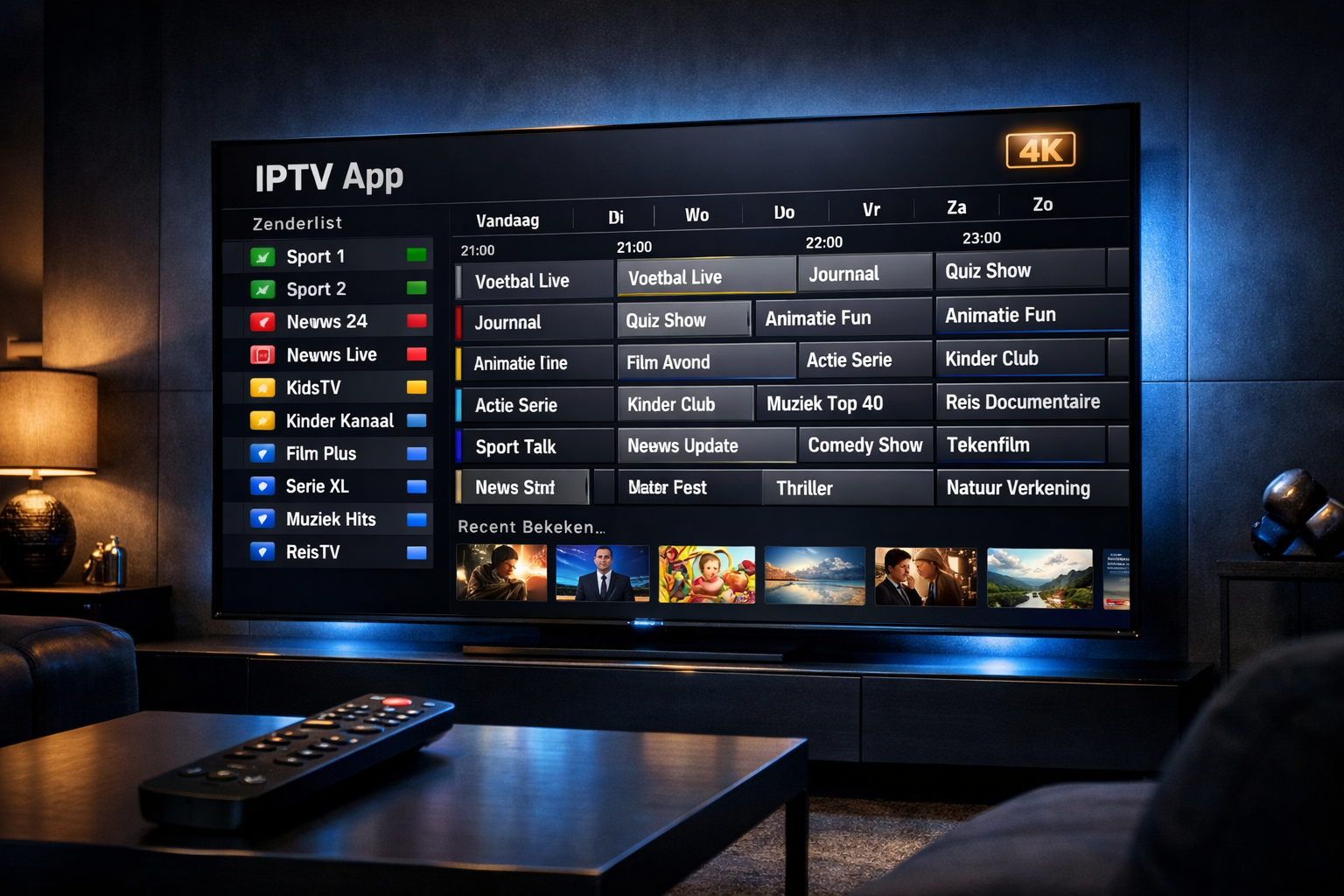 iptv nederland app op smart tv met zenderlijst en epg